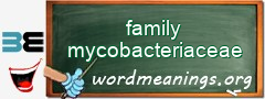 WordMeaning blackboard for family mycobacteriaceae